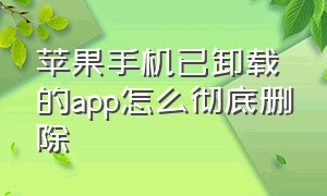 苹果手机已卸载的app怎么彻底删除