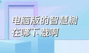 电脑版的智慧树在哪下载啊