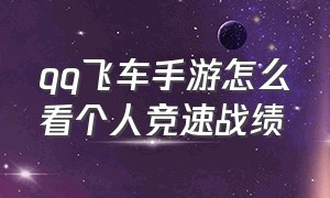 qq飞车手游怎么看个人竞速战绩