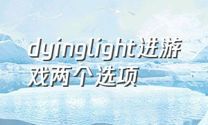 dyinglight进游戏两个选项