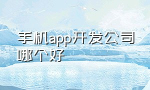 手机app开发公司哪个好