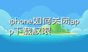 iphone如何关闭app下载权限