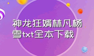 神龙狂婿林凡杨雪txt全本下载