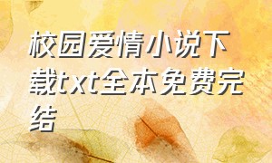 校园爱情小说下载txt全本免费完结