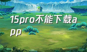 15pro不能下载app