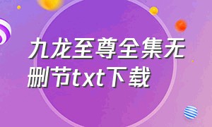 九龙至尊全集无删节txt下载