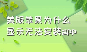 美版苹果为什么显示无法安装app