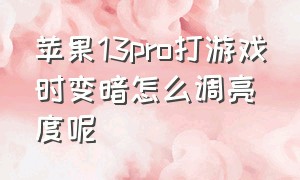 苹果13pro打游戏时变暗怎么调亮度呢