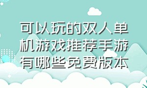 可以玩的双人单机游戏推荐手游有哪些免费版本