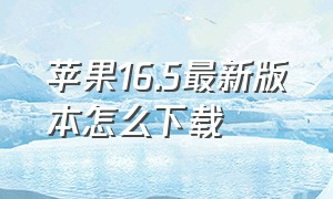 苹果16.5最新版本怎么下载