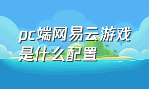 pc端网易云游戏是什么配置