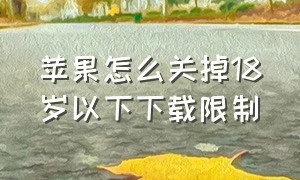 苹果怎么关掉18岁以下下载限制