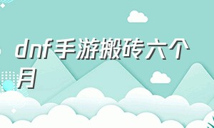 dnf手游搬砖六个月