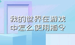 我的世界在游戏中怎么使用指令