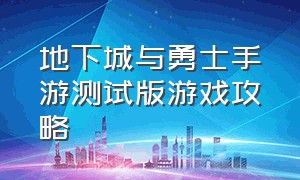 地下城与勇士手游测试版游戏攻略