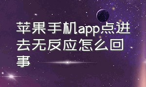 苹果手机app点进去无反应怎么回事