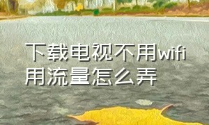 下载电视不用wifi用流量怎么弄