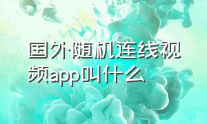 国外随机连线视频app叫什么