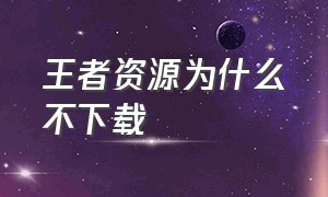 王者资源为什么不下载