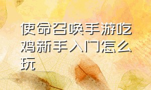 使命召唤手游吃鸡新手入门怎么玩