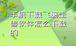 手机下载飞禽走兽软件怎么下载的