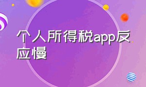 个人所得税app反应慢