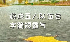 游戏五人队伍名字简短霸气