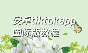 安卓tiktokapp国际版教程