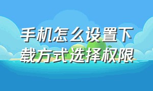 手机怎么设置下载方式选择权限