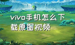 vivo手机怎么下载原图视频