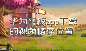 华为平板app下载的视频储存位置