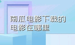 南瓜电影下载的电影在哪里