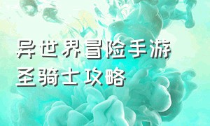 异世界冒险手游 圣骑士攻略