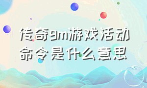 传奇gm游戏活动命令是什么意思