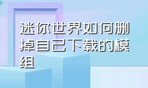 迷你世界如何删掉自己下载的模组