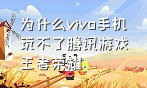 为什么vivo手机玩不了腾讯游戏王者荣耀