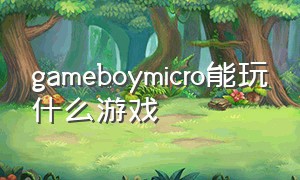 gameboymicro能玩什么游戏