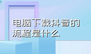 电脑下载抖音的流程是什么