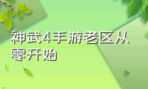 神武4手游老区从零开始