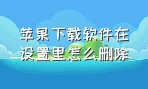 苹果下载软件在设置里怎么删除