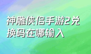 神雕侠侣手游2兑换码在哪输入