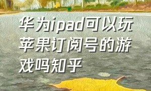 华为ipad可以玩苹果订阅号的游戏吗知乎