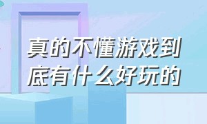 真的不懂游戏到底有什么好玩的