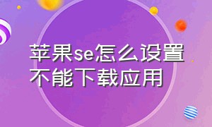 苹果se怎么设置不能下载应用