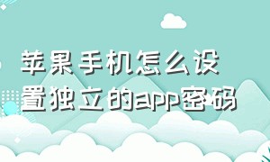 苹果手机怎么设置独立的app密码