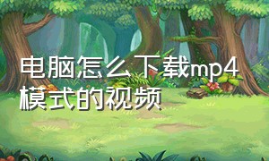 电脑怎么下载mp4模式的视频