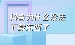 抖音为什么没法下载东西了