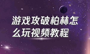 游戏攻破柏林怎么玩视频教程