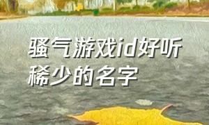 骚气游戏id好听稀少的名字