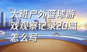 大班户外篮球游戏观察记录20篇怎么写